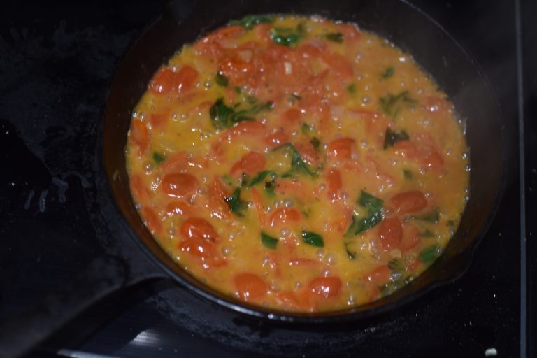 Our Second Meal: Pasta & Basil Buttered Tomatoes